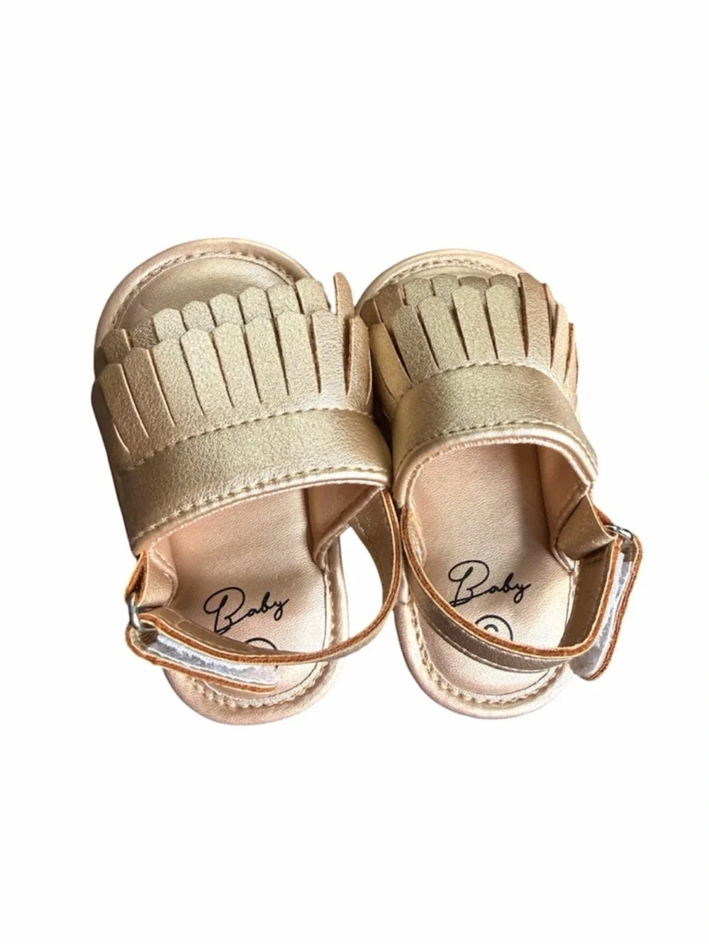 Baby Girl Children's Boho Fringe Sandals in Metallic Gold - Kids Shoes Size 3